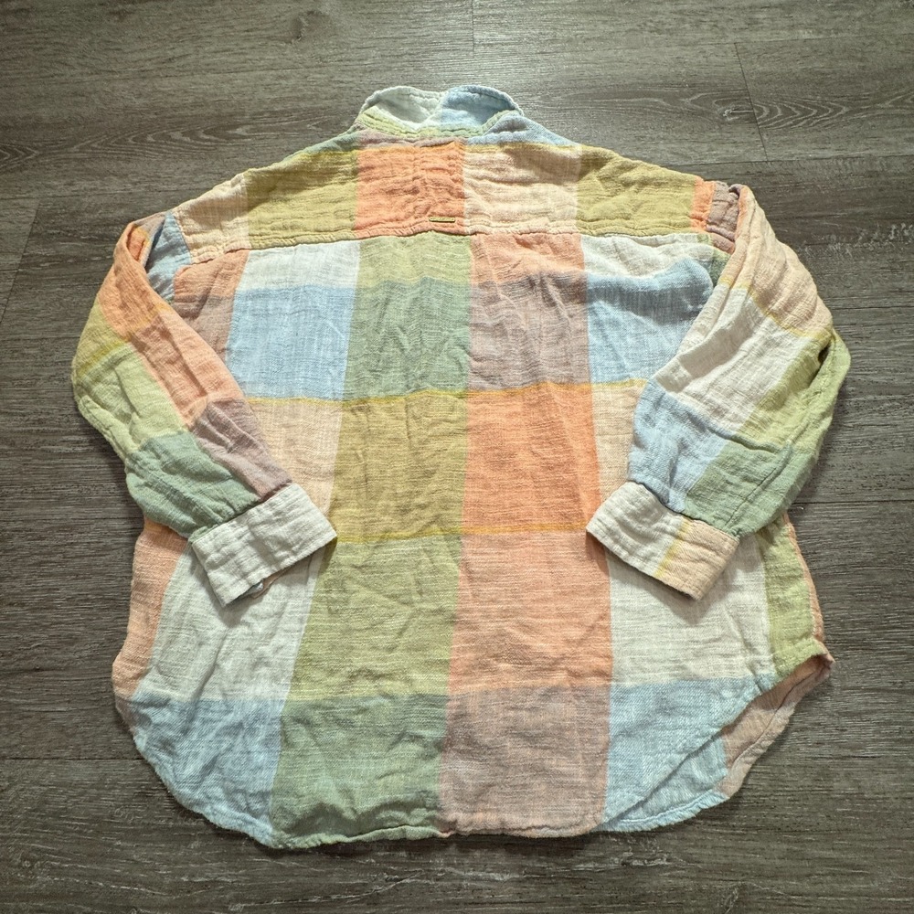 Billabong Shirt Womens Large Colorblock Plaid Top Costal Beach Button UP Resort - Picture 5 of 9